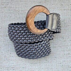 Geoffrey Beene Ladies Waistband Wide Faux Braided Vegan Leather Belt Size M/L